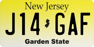 NJ license plate J14GAF