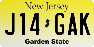 NJ license plate J14GAK