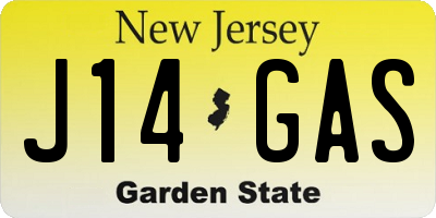 NJ license plate J14GAS