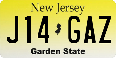 NJ license plate J14GAZ