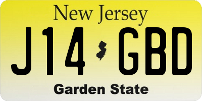 NJ license plate J14GBD
