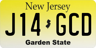 NJ license plate J14GCD