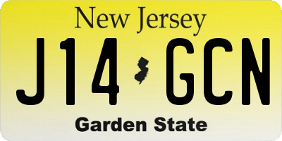 NJ license plate J14GCN