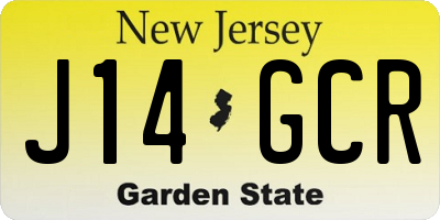NJ license plate J14GCR