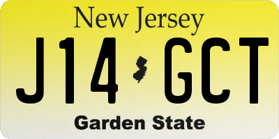 NJ license plate J14GCT