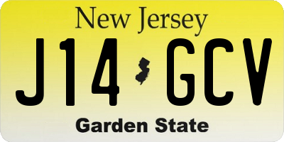 NJ license plate J14GCV