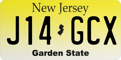 NJ license plate J14GCX
