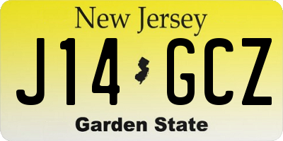 NJ license plate J14GCZ