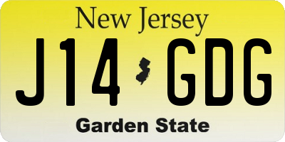 NJ license plate J14GDG