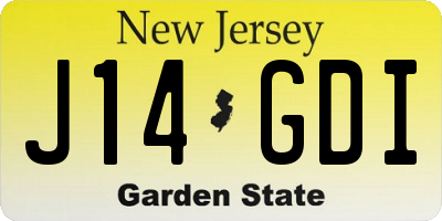 NJ license plate J14GDI