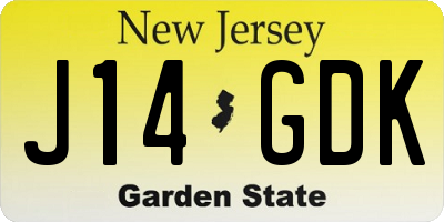 NJ license plate J14GDK