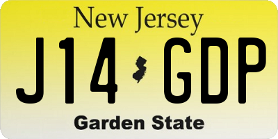 NJ license plate J14GDP