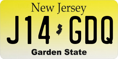 NJ license plate J14GDQ