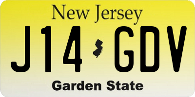 NJ license plate J14GDV