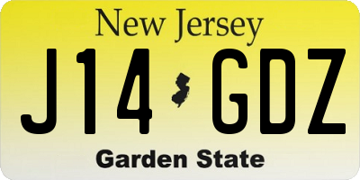 NJ license plate J14GDZ