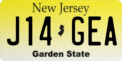 NJ license plate J14GEA
