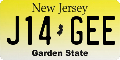 NJ license plate J14GEE
