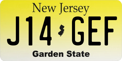 NJ license plate J14GEF
