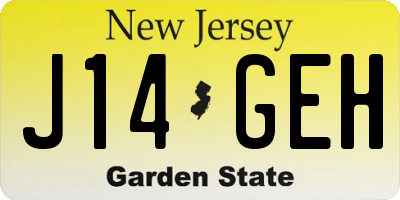 NJ license plate J14GEH