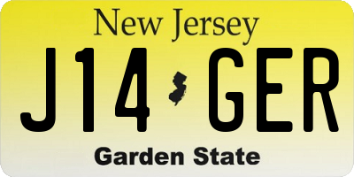 NJ license plate J14GER