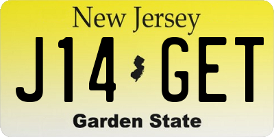NJ license plate J14GET
