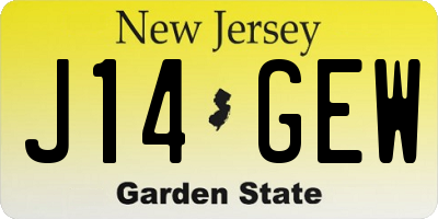 NJ license plate J14GEW