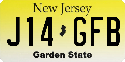 NJ license plate J14GFB