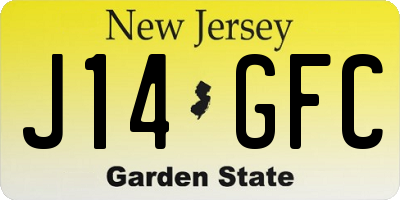 NJ license plate J14GFC