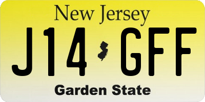 NJ license plate J14GFF