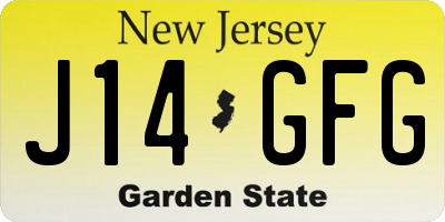 NJ license plate J14GFG