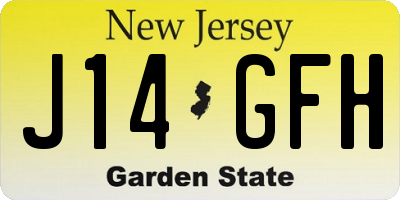NJ license plate J14GFH