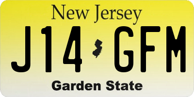 NJ license plate J14GFM