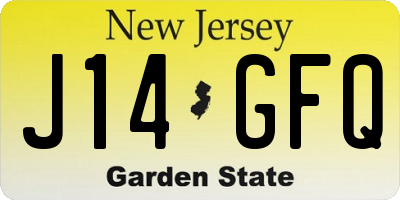 NJ license plate J14GFQ