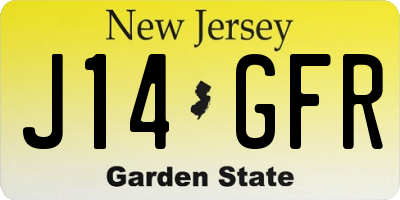 NJ license plate J14GFR
