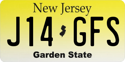 NJ license plate J14GFS