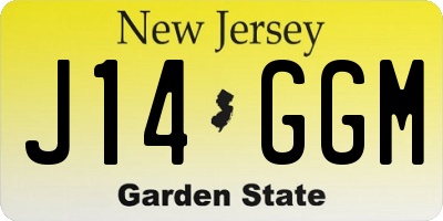 NJ license plate J14GGM