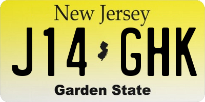 NJ license plate J14GHK