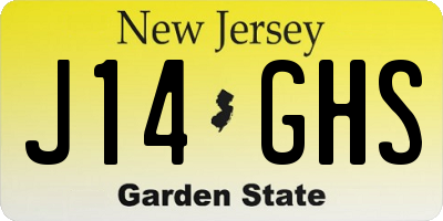 NJ license plate J14GHS