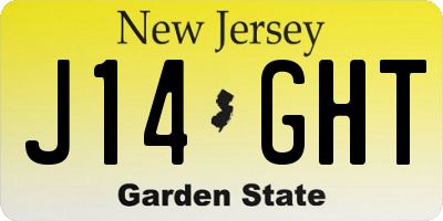 NJ license plate J14GHT