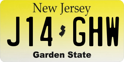 NJ license plate J14GHW
