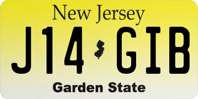 NJ license plate J14GIB