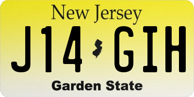 NJ license plate J14GIH