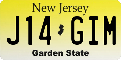 NJ license plate J14GIM