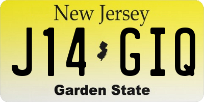 NJ license plate J14GIQ