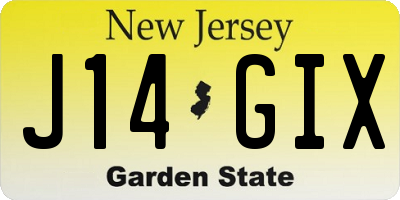 NJ license plate J14GIX