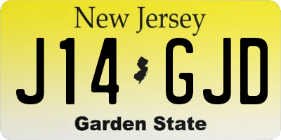 NJ license plate J14GJD