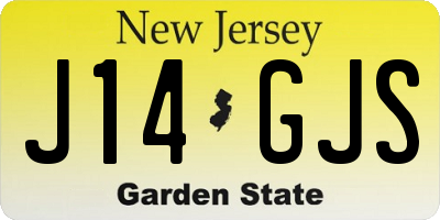 NJ license plate J14GJS