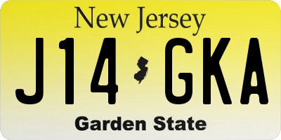 NJ license plate J14GKA