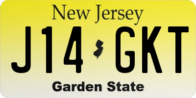NJ license plate J14GKT
