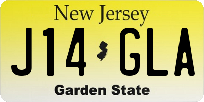 NJ license plate J14GLA